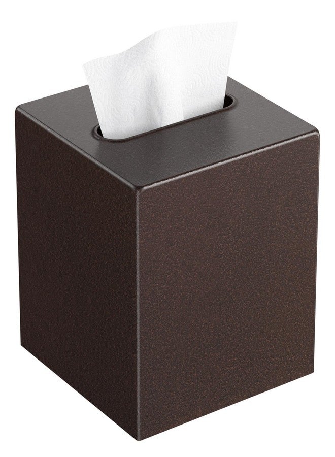 Livelab Metal Tissue Box Cover, Square Tissue Box Holder Modern Decor Facial Napkin Holder Dispenser for Bathroom Vanity Countertop, Living Room, Bedroom, Office | Brown Pebble Grain - Image 1